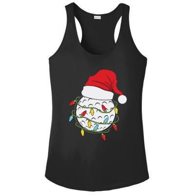 Christmas Golf Lights Santa Hat Funny Xmas Holiday Ladies PosiCharge Competitor Racerback Tank