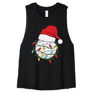 Christmas Golf Lights Santa Hat Funny Xmas Holiday Women's Racerback Cropped Tank