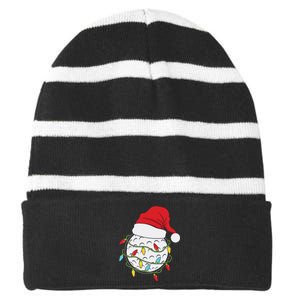 Christmas Golf Lights Santa Hat Funny Xmas Holiday Striped Beanie with Solid Band