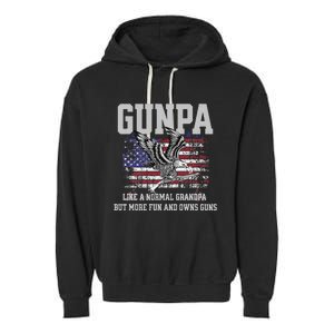 Cool Gunpa Like Normal Grandpa But Own Guns Design Garment-Dyed Fleece Hoodie