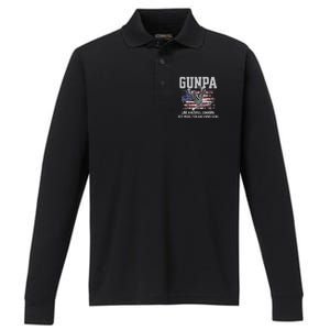 Cool Gunpa Like Normal Grandpa But Own Guns Design Performance Long Sleeve Polo