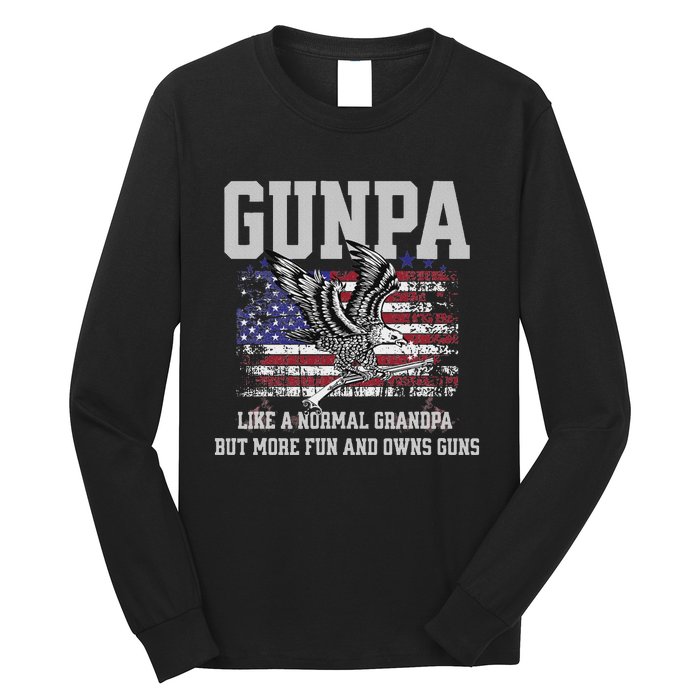 Cool Gunpa Like Normal Grandpa But Own Guns Design Long Sleeve Shirt