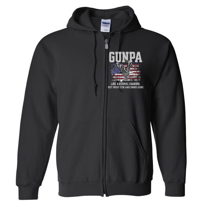 Cool Gunpa Like Normal Grandpa But Own Guns Design Full Zip Hoodie