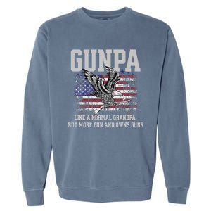 Cool Gunpa Like Normal Grandpa But Own Guns Design Garment-Dyed Sweatshirt