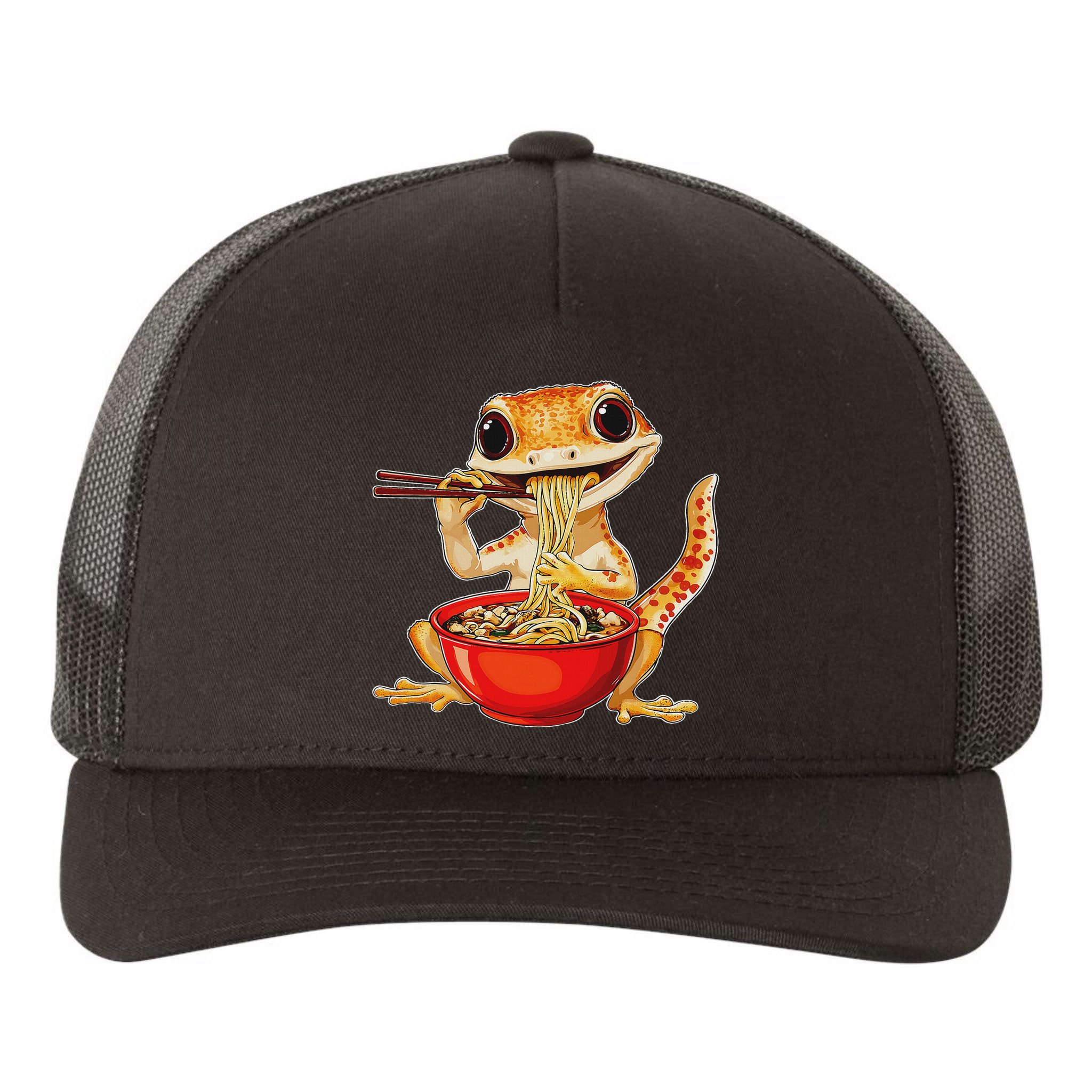 Crested Gecko Lizard Ramen Noodles Bowl Gift And Black Mediu Yupoong Adult 5-Panel Trucker Hat