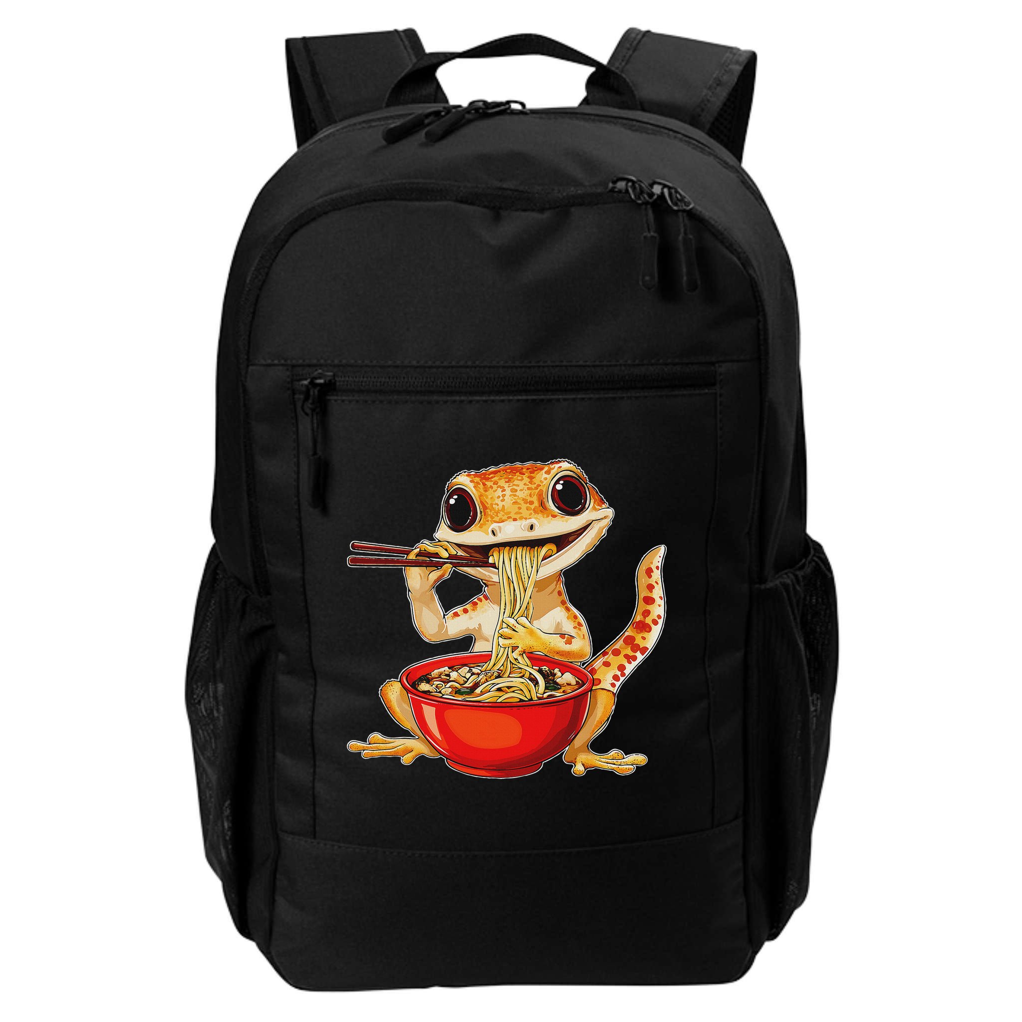 Crested Gecko Lizard Ramen Noodles Bowl Gift And Black Mediu Backpack