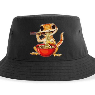 Crested Gecko Lizard Ramen Noodles Bowl Gift And Black Mediu Sustainable Bucket Hat