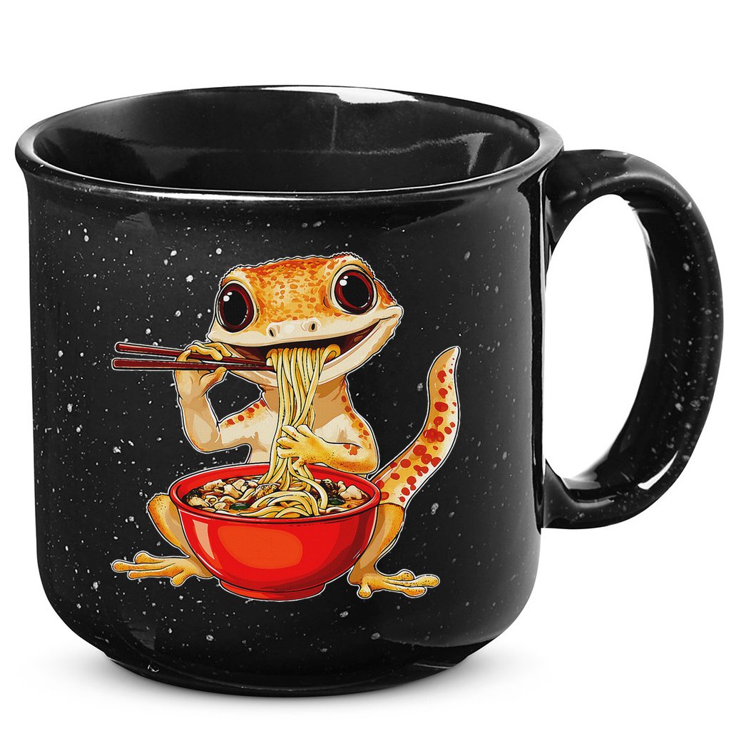 Crested Gecko Lizard Ramen Noodles Bowl Gift And Black Mediu 15oz Campfire Ceramic Mug