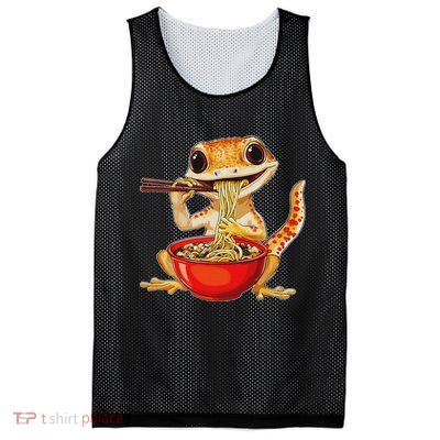 Crested Gecko Lizard Ramen Noodles Bowl Gift And Black Mediu Mesh Reversible Basketball Jersey Tank
