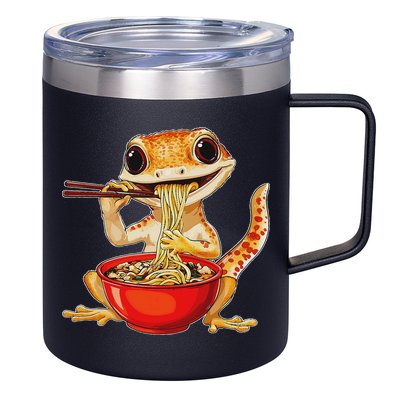 Crested Gecko Lizard Ramen Noodles Bowl Gift And Black Mediu 12oz Stainless Steel Coffee Mug