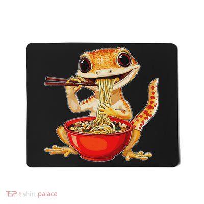 Crested Gecko Lizard Ramen Noodles Bowl Gift And Black Mediu Mousepad