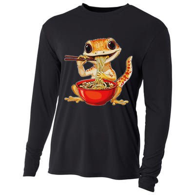 Crested Gecko Lizard Ramen Noodles Bowl Gift And Black Mediu Cooling Performance Long Sleeve Crew