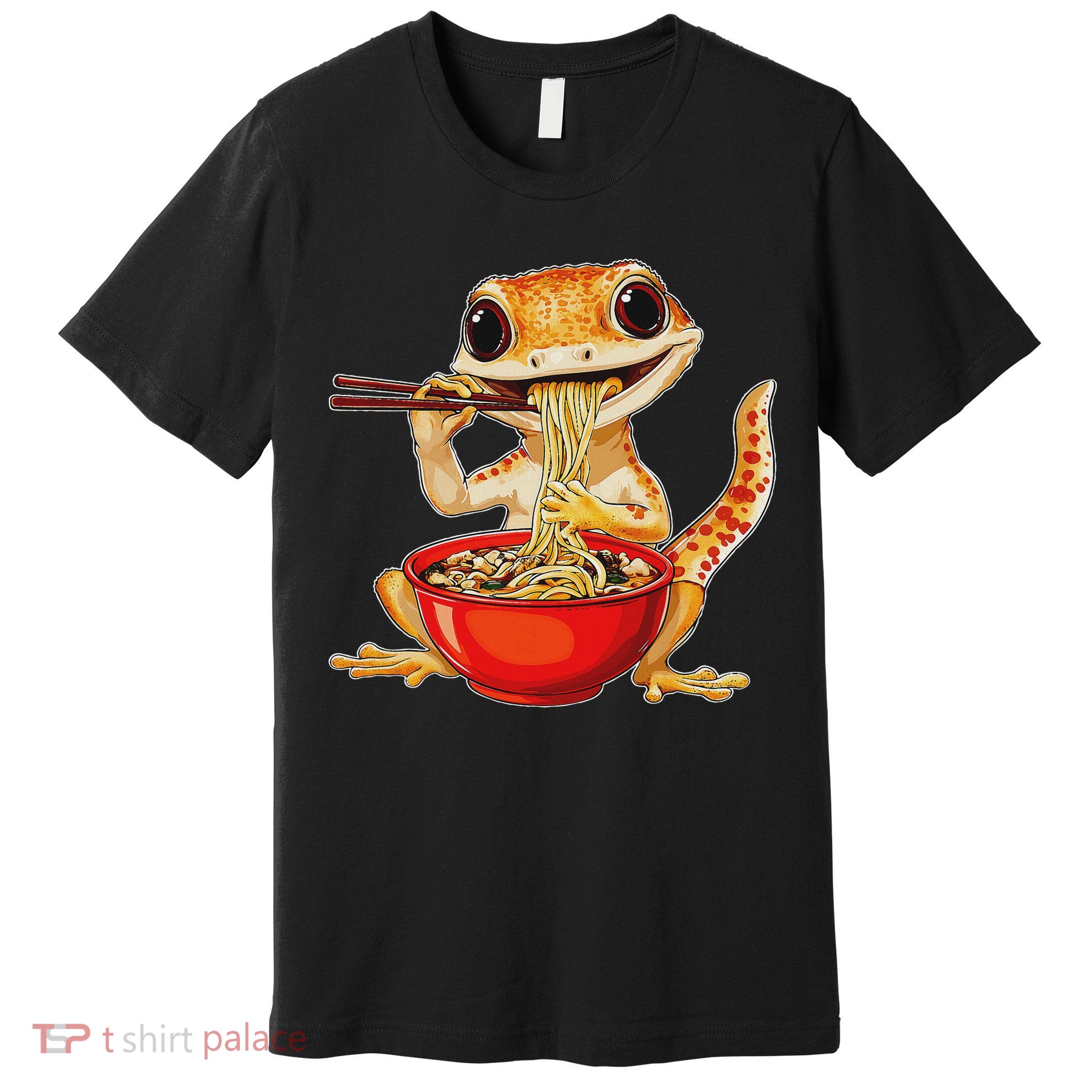 Crested Gecko Lizard Ramen Noodles Bowl Gift And Black Mediu Premium T-Shirt