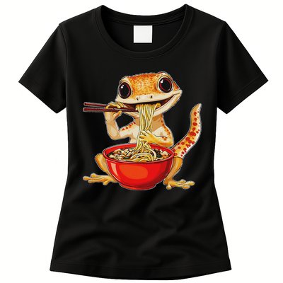 Crested Gecko Lizard Ramen Noodles Bowl Gift And Black Mediu Womens T-Shirt