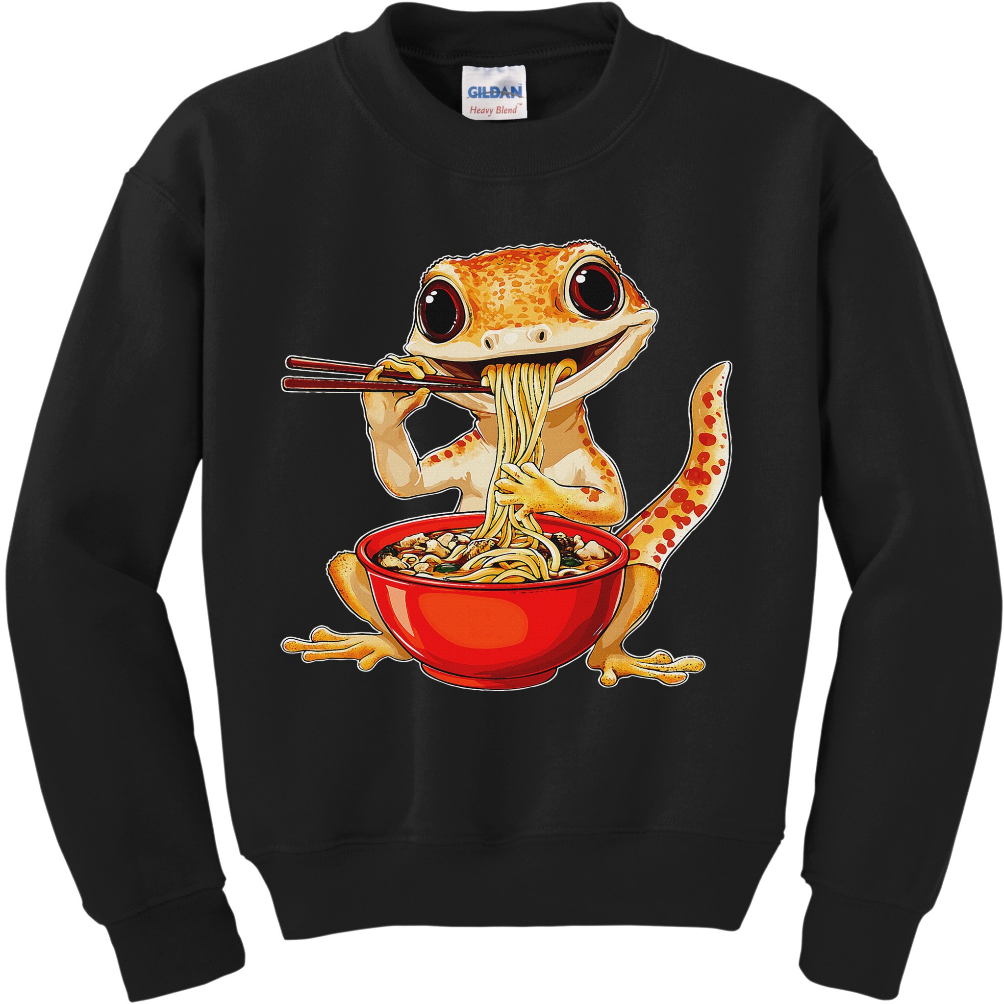 Crested Gecko Lizard Ramen Noodles Bowl Gift And Black Mediu Kids Sweatshirt