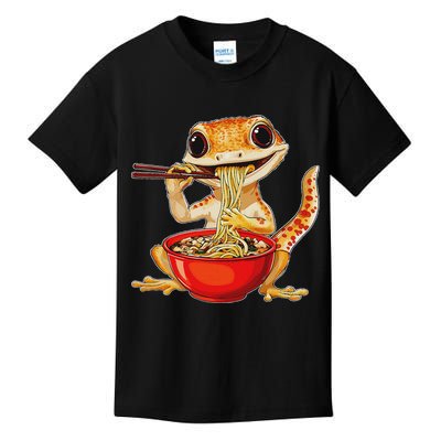 Crested Gecko Lizard Ramen Noodles Bowl Gift And Black Mediu Kids T-Shirt