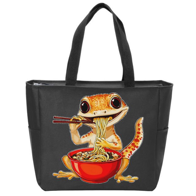 Crested Gecko Lizard Ramen Noodles Bowl Gift And Black Mediu Zip Tote Bag