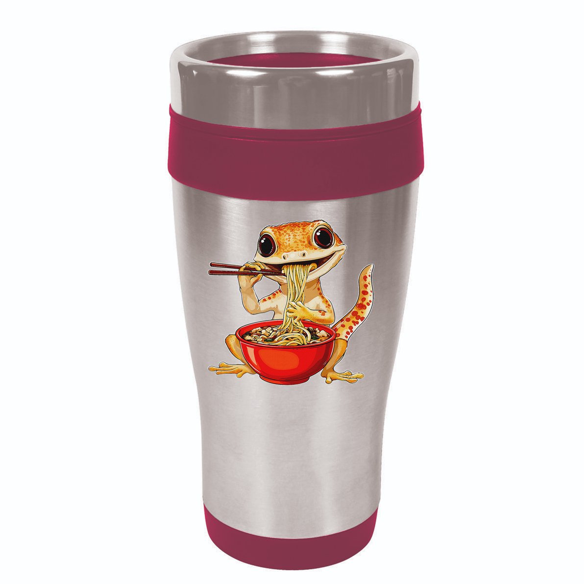 Crested Gecko Lizard Ramen Noodles Bowl Gift And Black Mediu 16oz Travel Tumbler