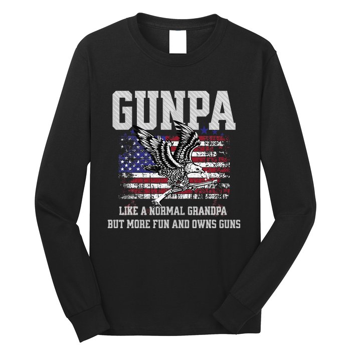 Cool Gunpa Like Normal Grandpa But Own Guns Design Gift Long Sleeve Shirt