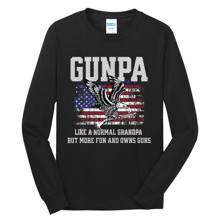 Cool Gunpa Like Normal Grandpa But Own Guns Design Gift Tall Long Sleeve T-Shirt