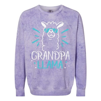 Cool Glass Llama Grandpa Llama Animals Father Parent Colorblast Crewneck Sweatshirt