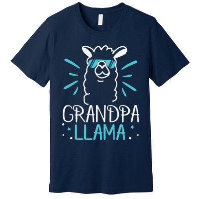 Cool Glass Llama Grandpa Llama Animals Father Parent Premium T-Shirt