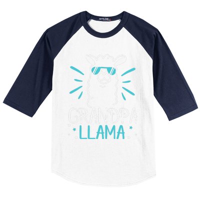 Cool Glass Llama Grandpa Llama Animals Father Parent Baseball Sleeve Shirt