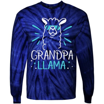 Cool Glass Llama Grandpa Llama Animals Father Parent Tie-Dye Long Sleeve Shirt