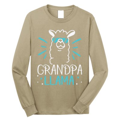 Cool Glass Llama Grandpa Llama Animals Father Parent Long Sleeve Shirt