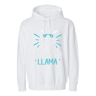 Cool Glass Llama Grandpa Llama Animals Father Parent Garment-Dyed Fleece Hoodie