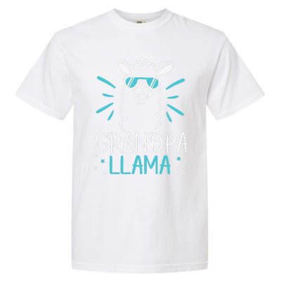 Cool Glass Llama Grandpa Llama Animals Father Parent Garment-Dyed Heavyweight T-Shirt