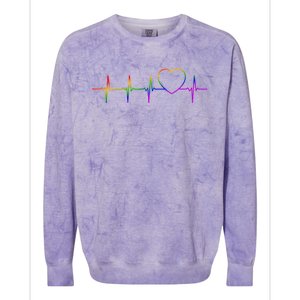 Cute Gift Lgbt Heartbeat Gift For Proud Gays & Lesbians Colorblast Crewneck Sweatshirt