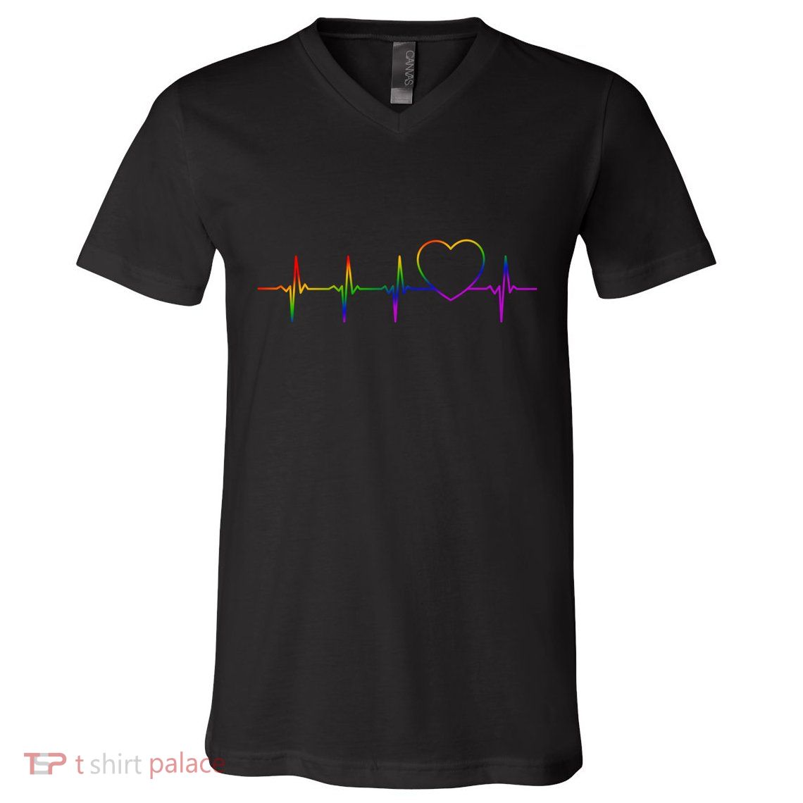 Cute Gift Lgbt Heartbeat Gift For Proud Gays & Lesbians V-Neck T-Shirt