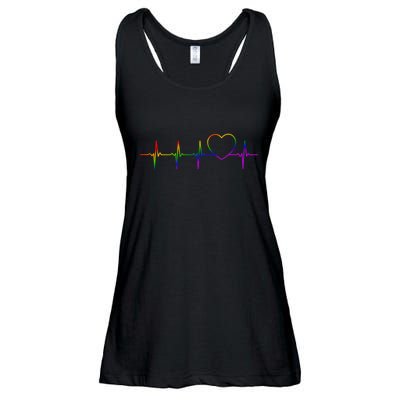 Cute Gift Lgbt Heartbeat Gift For Proud Gays & Lesbians Ladies Essential Flowy Tank