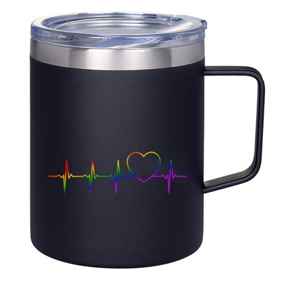 Cute Gift Lgbt Heartbeat Gift For Proud Gays & Lesbians 12oz Stainless Steel Coffee Mug