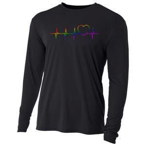 Cute Gift Lgbt Heartbeat Gift For Proud Gays & Lesbians Cooling Performance Long Sleeve Crew