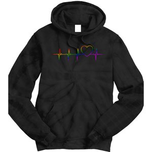 Cute Gift Lgbt Heartbeat Gift For Proud Gays & Lesbians Tie Dye Hoodie