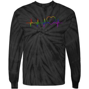 Cute Gift Lgbt Heartbeat Gift For Proud Gays & Lesbians Tie-Dye Long Sleeve Shirt