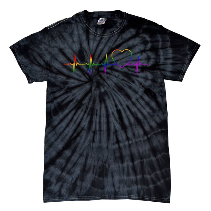 Cute Gift Lgbt Heartbeat Gift For Proud Gays & Lesbians Tie-Dye T-Shirt