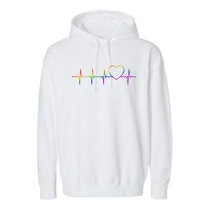 Cute Gift Lgbt Heartbeat Gift For Proud Gays & Lesbians Garment-Dyed Fleece Hoodie