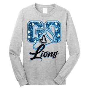 Cute Go Lions Cheer Megaphone Football Fan Long Sleeve Shirt