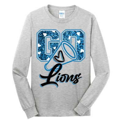 Cute Go Lions Cheer Megaphone Football Fan Tall Long Sleeve T-Shirt