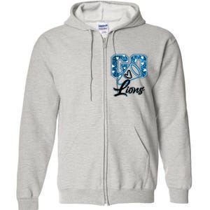 Cute Go Lions Cheer Megaphone Football Fan Full Zip Hoodie