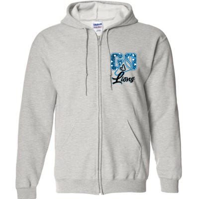 Cute Go Lions Cheer Megaphone Football Fan Full Zip Hoodie