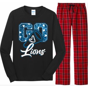 Cute Go Lions Cheer Megaphone Football Fan Long Sleeve Pajama Set