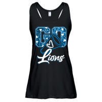 Cute Go Lions Cheer Megaphone Football Fan Ladies Essential Flowy Tank
