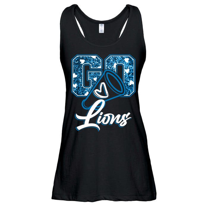 Cute Go Lions Cheer Megaphone Football Fan Ladies Essential Flowy Tank