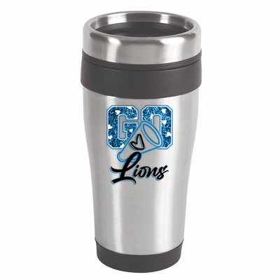 Cute Go Lions Cheer Megaphone Football Fan 16oz Travel Tumbler