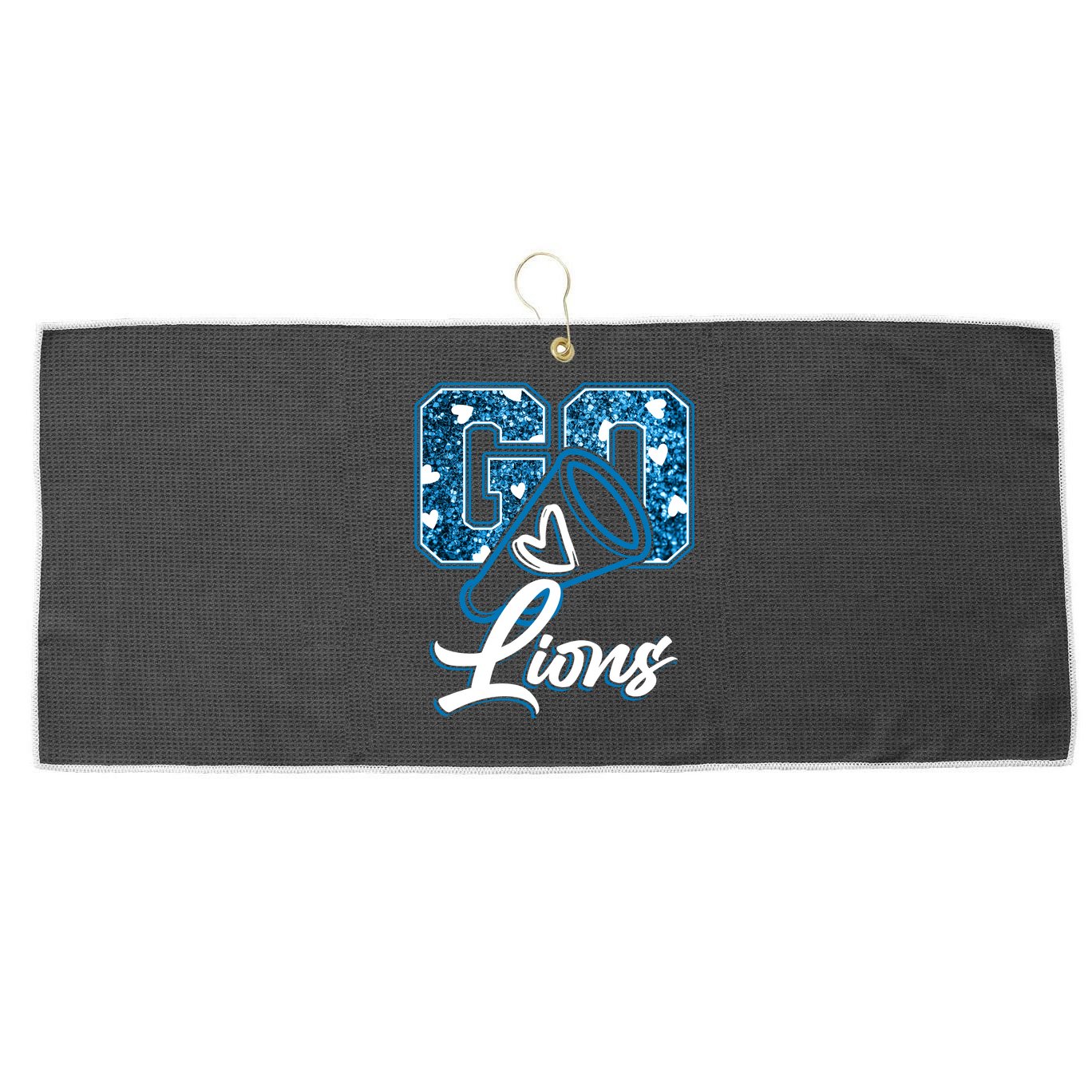 Cute Go Lions Cheer Megaphone Football Fan Large Microfiber Waffle Golf Towel