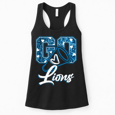 Cute Go Lions Cheer Megaphone Football Fan Womens Tank Top
